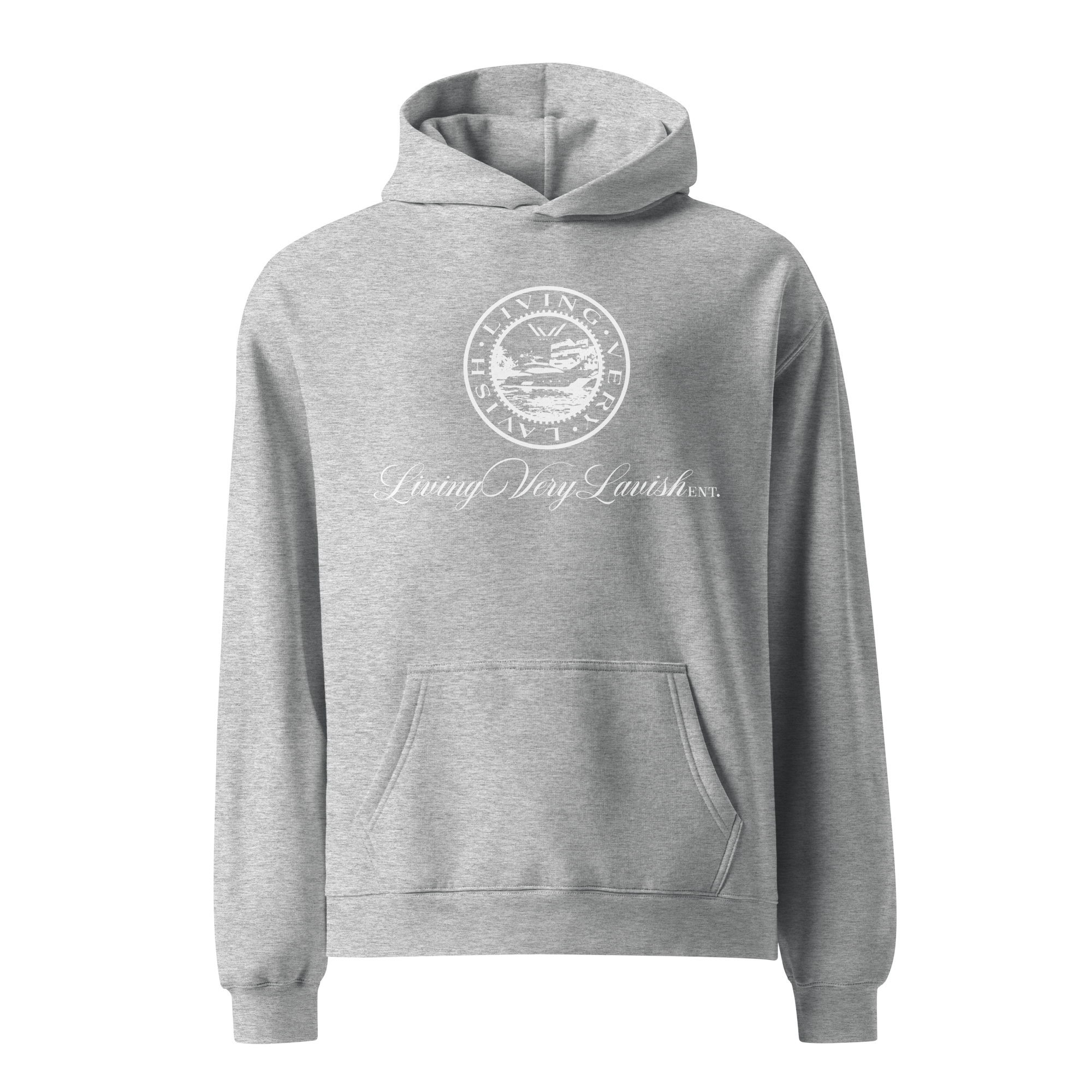 Hoodie 'Living Very Lavish' Grey